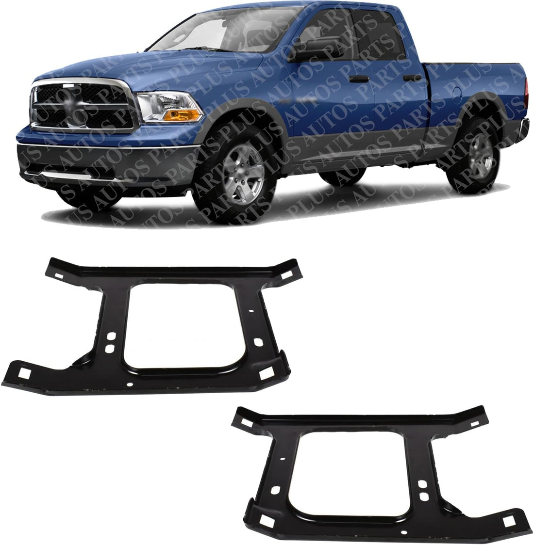 Set Of 2 Front Bumper Support Bracket Steel Left Driver & Right Passenger Side Direct Replacement Compatible With 2002-2009 Dodge Ram 1500 2500 3500 CH1067127 CH1066127 55077208AA