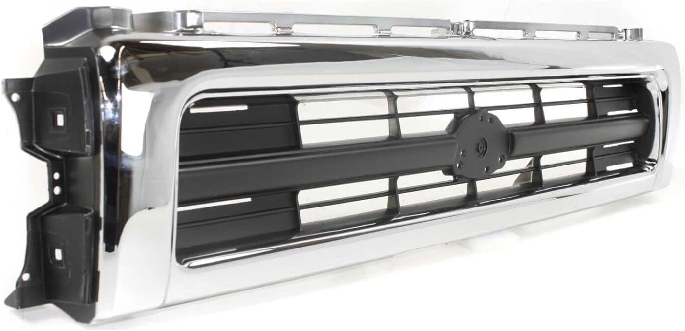 Front Bumper Chrome + Lower Valance Primed + Grille + Bracket + Signal Light Left Driver & Right Passenger Side Direct Replacement Compatible With 1992-1995 Toyota Pickup TO1200149