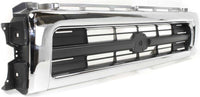 Front Bumper Chrome + Lower Valance Primed + Grille + Bracket + Signal Light Left Driver & Right Passenger Side Direct Replacement Compatible With 1992-1995 Toyota Pickup TO1200149