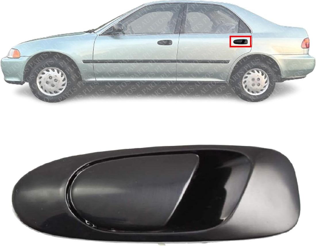 Rear Exterior Door Handle Smooth Black Left Driver Side Direct Replacement Compatible with 1992-1995 Honda Civic HO1520102 72680SR4J01ZC