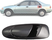 Rear Exterior Door Handle Smooth Black Left Driver Side Direct Replacement Compatible with 1992-1995 Honda Civic HO1520102 72680SR4J01ZC