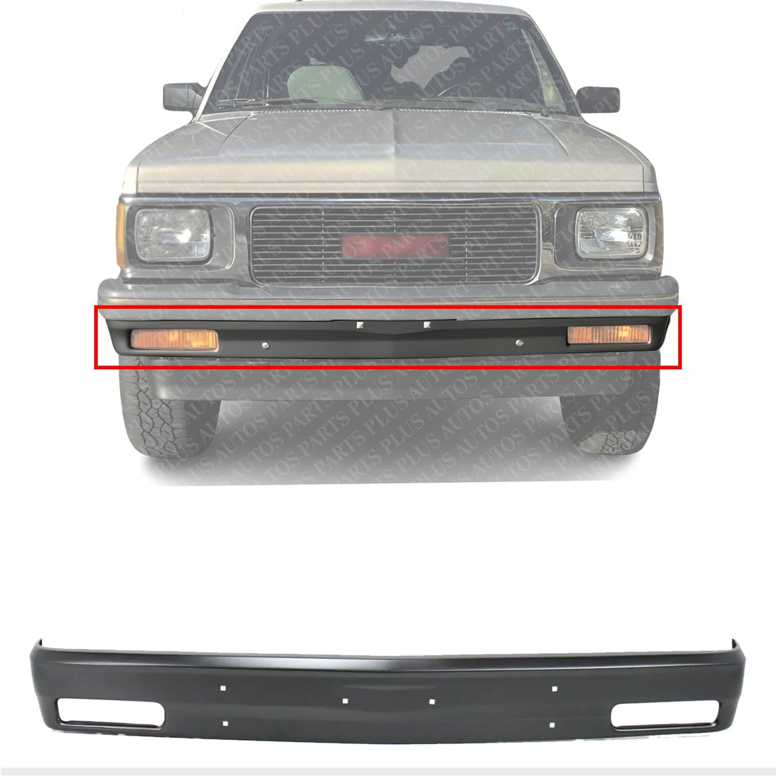 Front Bumper Primed Steel Without Molding Holes Direct Replacement Compatible With 1983-1994 Chevrolet S10 Blazer / 1982-1993 S10-Pickup GM1002138 14030576