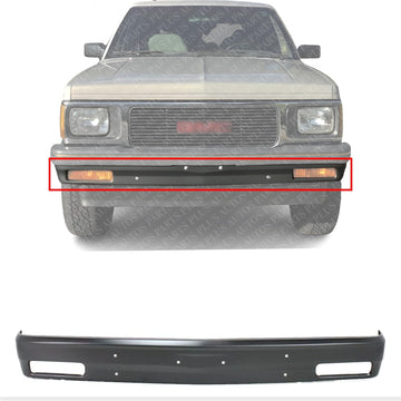 Front Bumper Primed Steel Without Molding Holes Direct Replacement Compatible With 1983-1994 Chevrolet S10 Blazer / 1982-1993 S10-Pickup GM1002138 14030576
