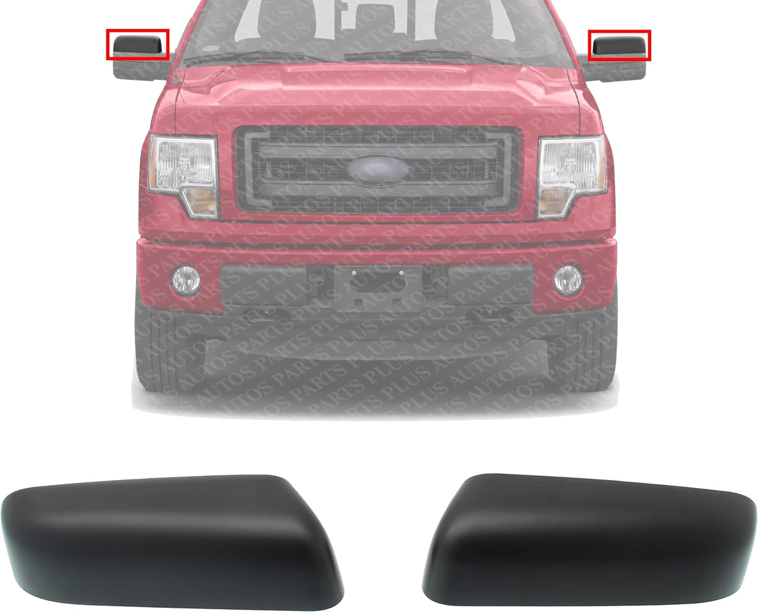 Set Of 2 Front Mirror Cover Textured Plastic Right Passenger & Left Driver Side Direct Replacement Compatible With 2009-2014 Ford F-150 9L3Z17D743AA 9L3Z17D742AA
