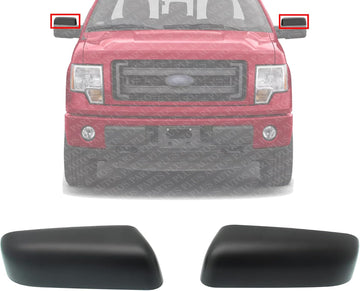 Set Of 2 Front Mirror Cover Textured Plastic Right Passenger & Left Driver Side Direct Replacement Compatible With 2009-2014 Ford F-150 9L3Z17D743AA 9L3Z17D742AA
