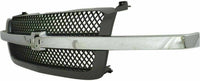 Front Grille Mesh Gray With Chrome Center Bar Direct Replacement Compatible With 2003-2006 Chevrolet Silverado GM1200489 19168629