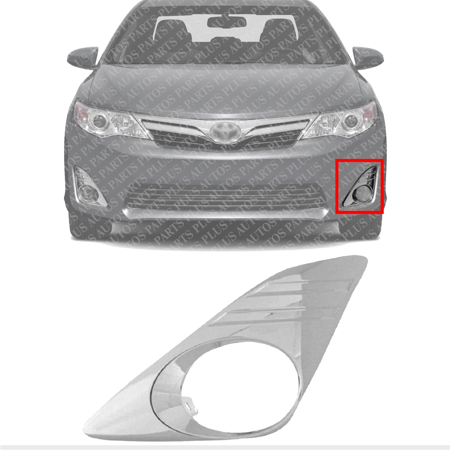 Front Fog Light Trim Molding Chrome Left Driver Side Direct Replacement Compatible With 2012-2014 Toyota Camry TO1038148 5212806310