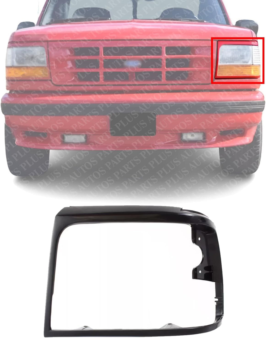 Front Head Light Door Bezel Primed Left Driver Side Direct Replacement Compatible With 1992-1997 Ford F-Series FO2512131 F3TZ13064BAA