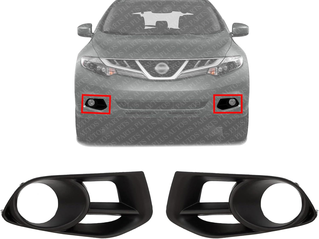 Set Of 2 Front Fog Light Molding Textured Left Driver & Right Passenger Side Direct Replacement Compatible With 2011-2014 Nissan Murano NI1039116 NI1038116 620741GR0A 620751GR0A