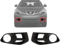 Set Of 2 Front Fog Light Molding Textured Left Driver & Right Passenger Side Direct Replacement Compatible With 2011-2014 Nissan Murano NI1039116 NI1038116 620741GR0A 620751GR0A