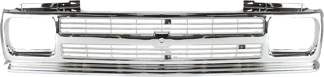 Front Grille Assembly Chrome With Headlight Holes And Emblem Provision Direct Replacement Compatible With 1991-1994 Chevrolet S10 Blazer / 1991-1993 S10-Pickup GM1200491 15675049-PFM