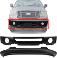 Front Bumper Face Bar Primed Steel + Lower Valance Spoiler Textured Direct Replacement Compatible With 2006-2008 Ford F-150 FO1002401 FO1093107 6L3Z17626AAA 6L3Z17757DAPTM