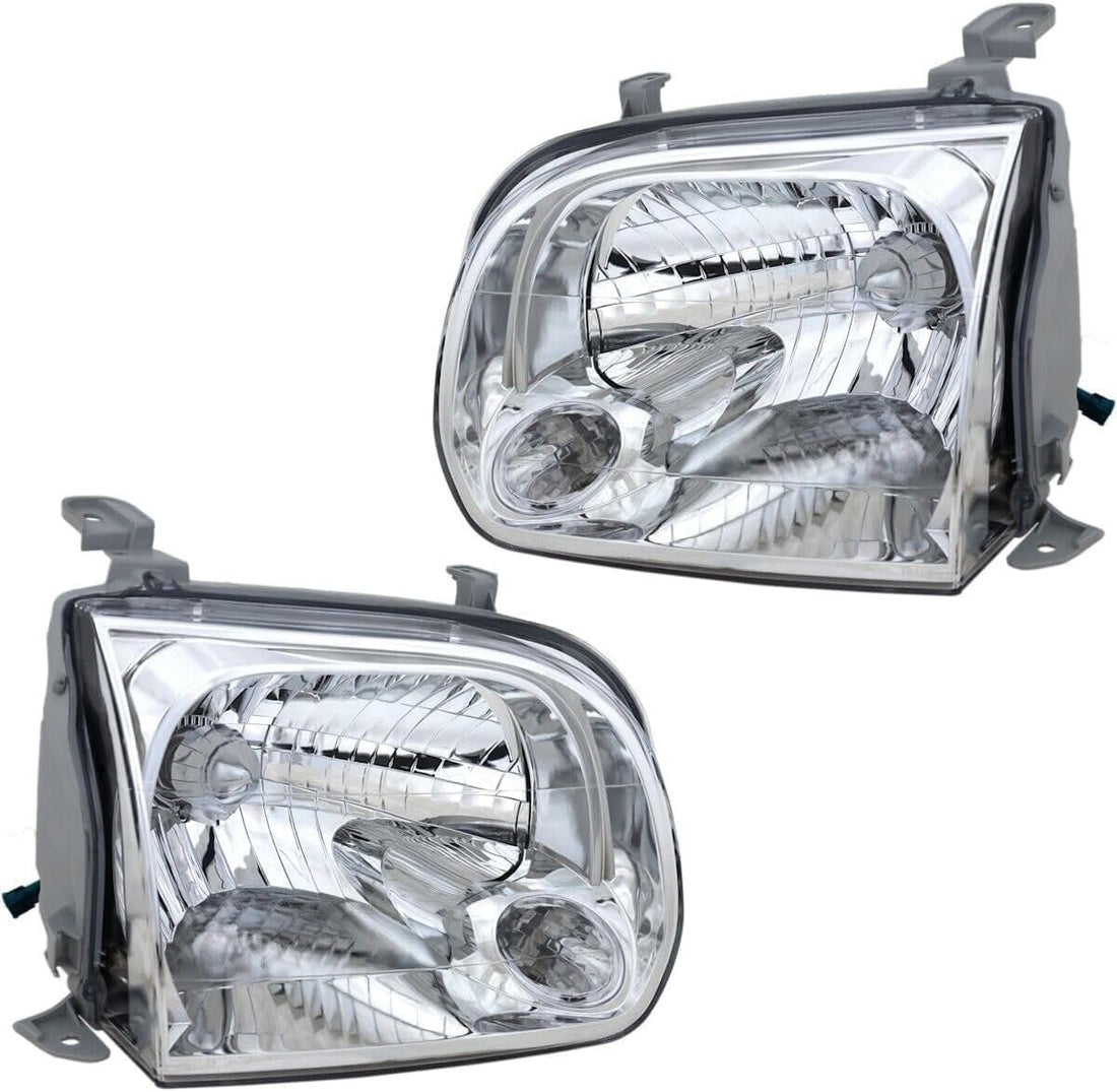 Set Of 2 Front Head Light Assembly Plastic Left Driver & Right Passenger Side Direct Replacement Compatible With 2005-2006 Toyota Tundra / 2005-2007 Sequoia TO2502158 TO2503158
