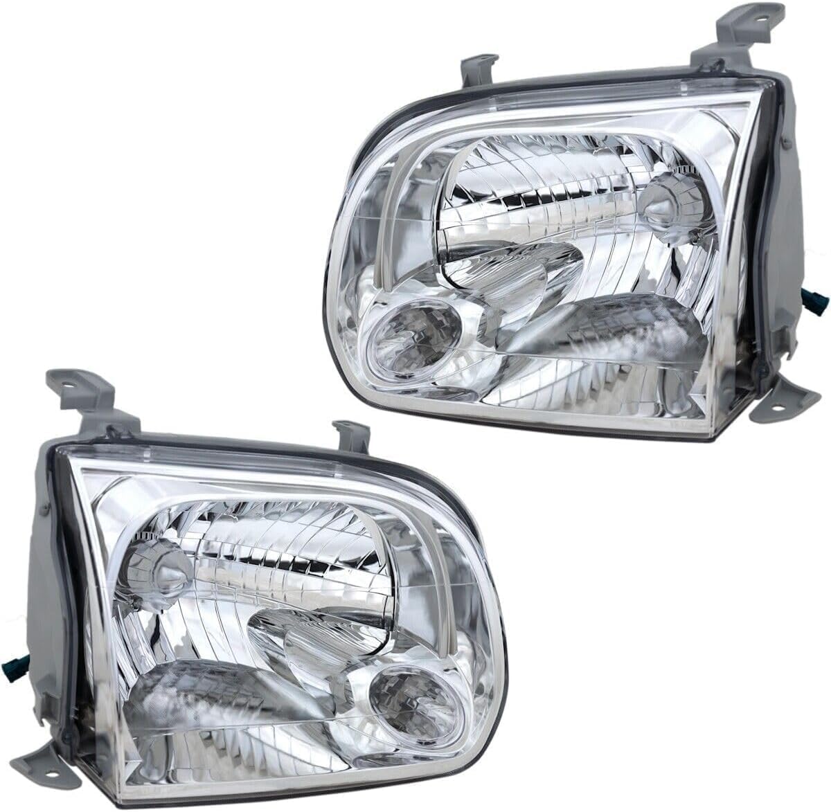 Set Of 2 Front Head Light Assembly Plastic Left Driver & Right Passenger Side Direct Replacement Compatible With 2005-2006 Toyota Tundra / 2005-2007 Sequoia TO2502158 TO2503158