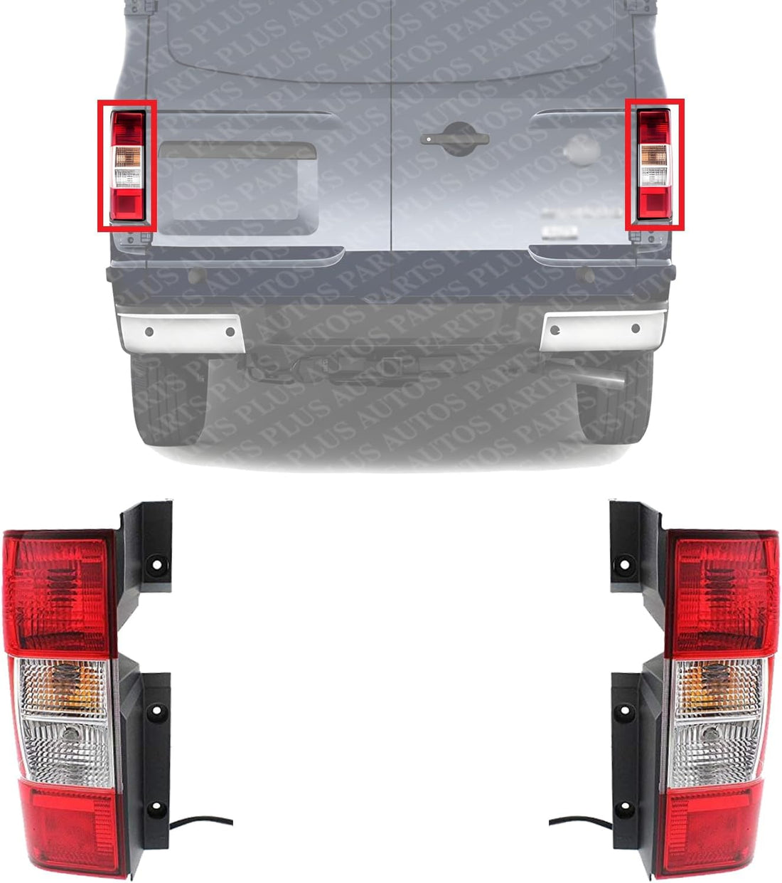 Set Of 2 Tail Light Assembly Plastic Left Driver & Right Passenger Side Direct Replacement Compatible With 2012-2021 Nissan NV1500 / NV2500 / NV3500 NI2801198 NI2800198