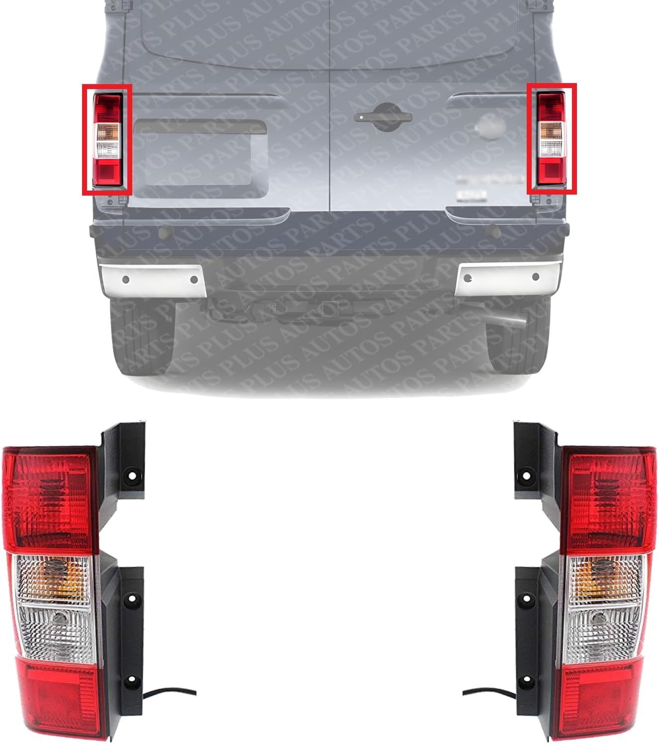 Set Of 2 Tail Light Assembly Plastic Left Driver & Right Passenger Side Direct Replacement Compatible With 2012-2021 Nissan NV1500 / NV2500 / NV3500 NI2801198 NI2800198