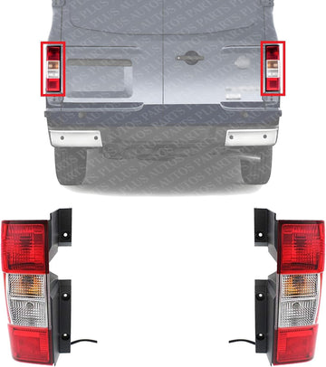 Set Of 2 Tail Light Assembly Plastic Left Driver & Right Passenger Side Direct Replacement Compatible With 2012-2021 Nissan NV1500 / NV2500 / NV3500 NI2801198 NI2800198