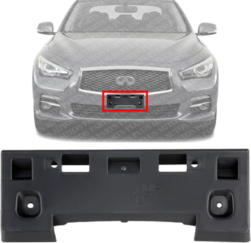 Front License Plate Bracket Textured Black Direct Replacement Compatible with 2014-2017 Infiniti Q50 IN1068102 962104HB0A