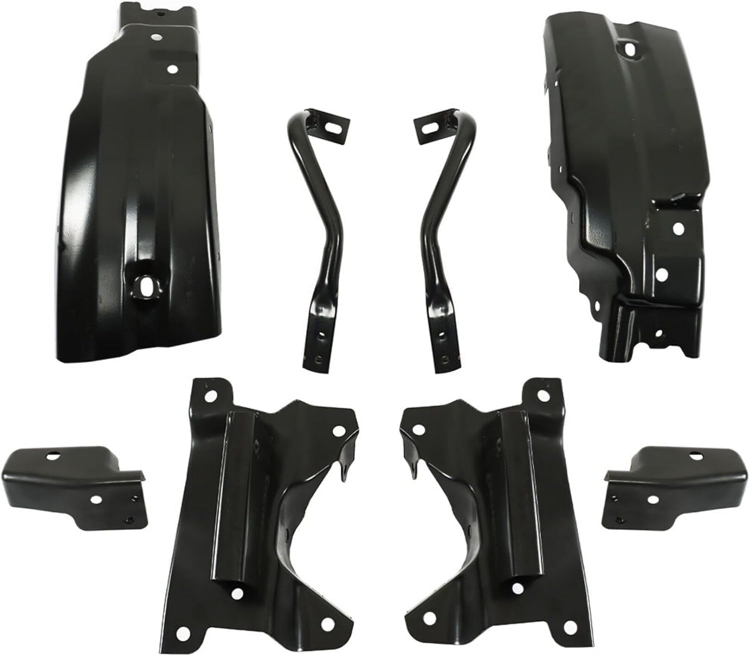 Front Bumper Chrome Steel + Lower Valance + Extension + Fog Light + Set of 8 Brackets Left & Right Side Direct Replacement Compatible With 2007-2013 Chevrolet Silverado 1500