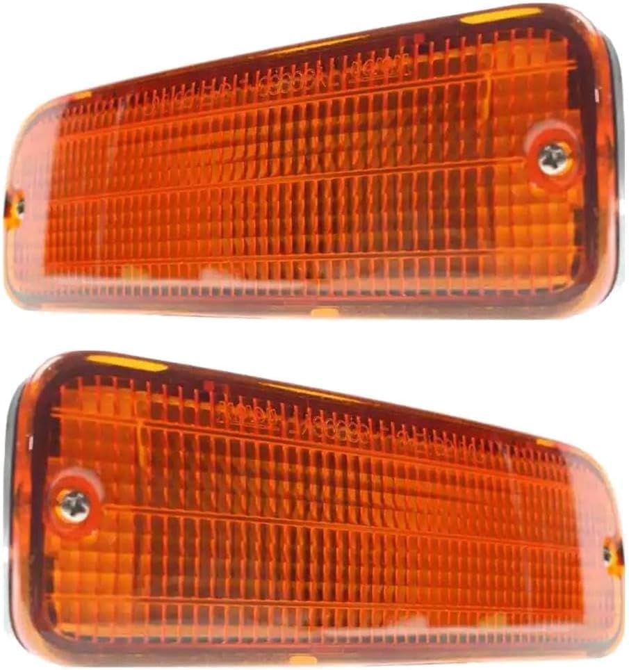 Front Bumper Primed Steel + Lower Valance Panel Textured + Signal Lights Left Driver & Right Passenger Side Direct Replacement Compatible With 1995-1997 Toyota Tacoma TO1002153