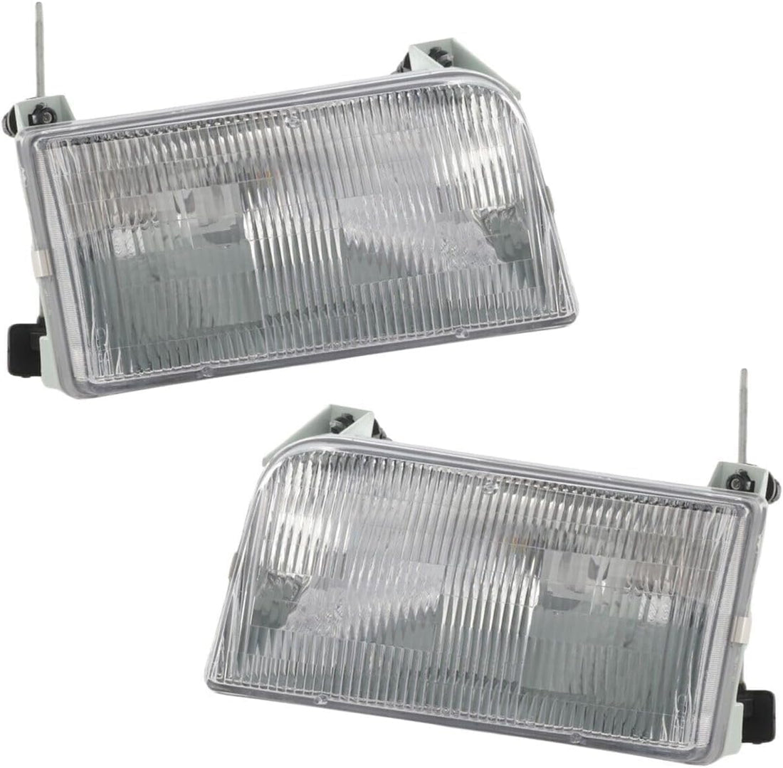 Set Of 2 Front Headlights Assembly Right Passenger & Left Driver Side Direct Replacement Compatible With 1992-1997 Ford F-Series FO2503114 FO2502118 F2TZ13008A F2TZ13008B