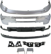 Front Bumper + Upper Cover Chrome + Lower Valance + Extension Textured + Set Of 6 Bracket Left & Right Side Direct Replacement Compatible With Chevy Silverado 2500HD 3500HD 2011-2014