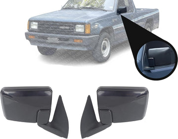 Set Of 2 Front Mirrors Manual Folding Non-Heated Paintable Plastic Right Passenger & Left Driver Side Direct Replacement Compatible With 1987-1993 Ram 50 Pickup CH1321140 CH1320140