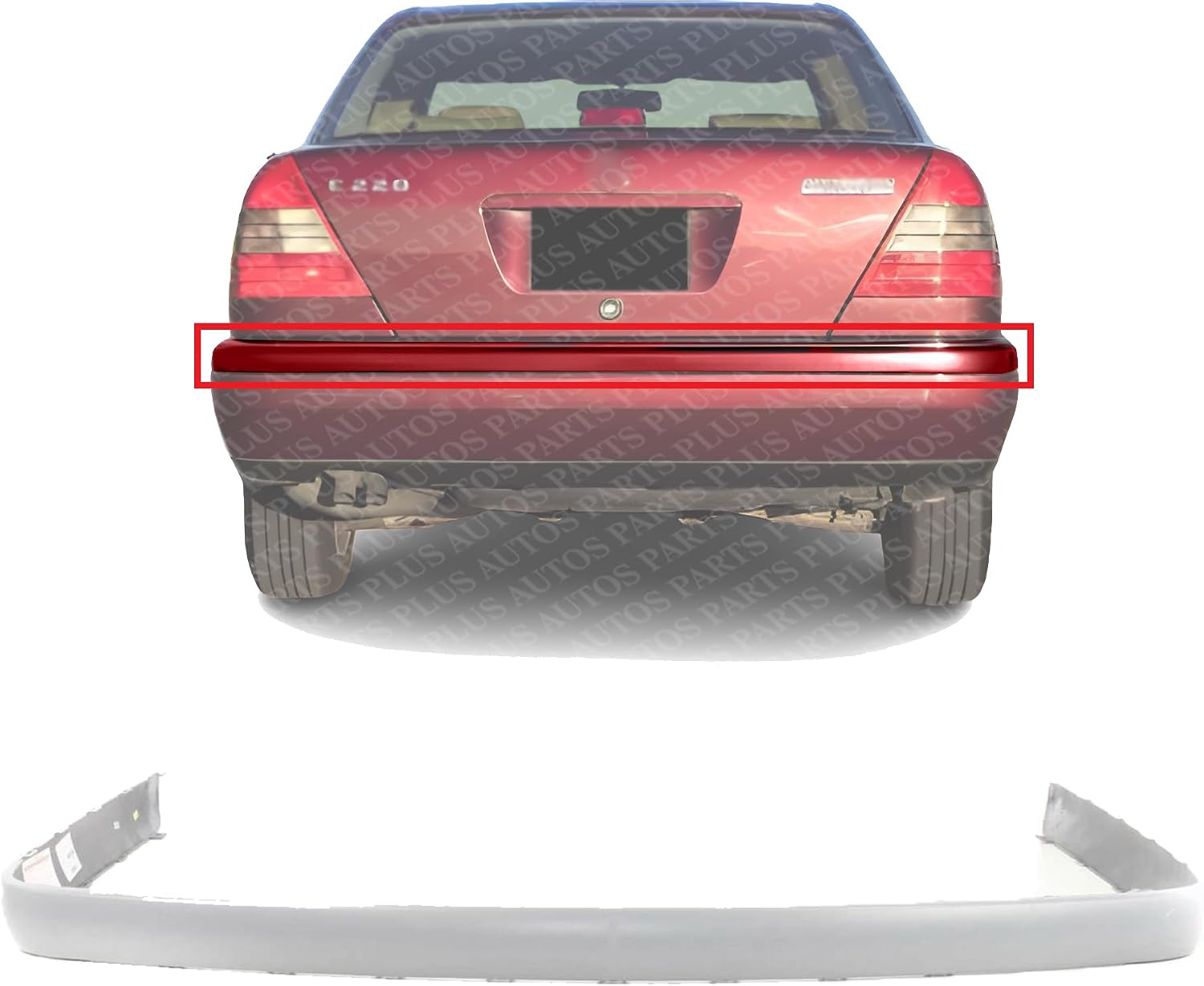 Rear Bumper Molding Plastic Without Sensor Holes Direct Replacement Compatible With 1996-1999 Mercedes Benz E-Class MB1157111 2108850221