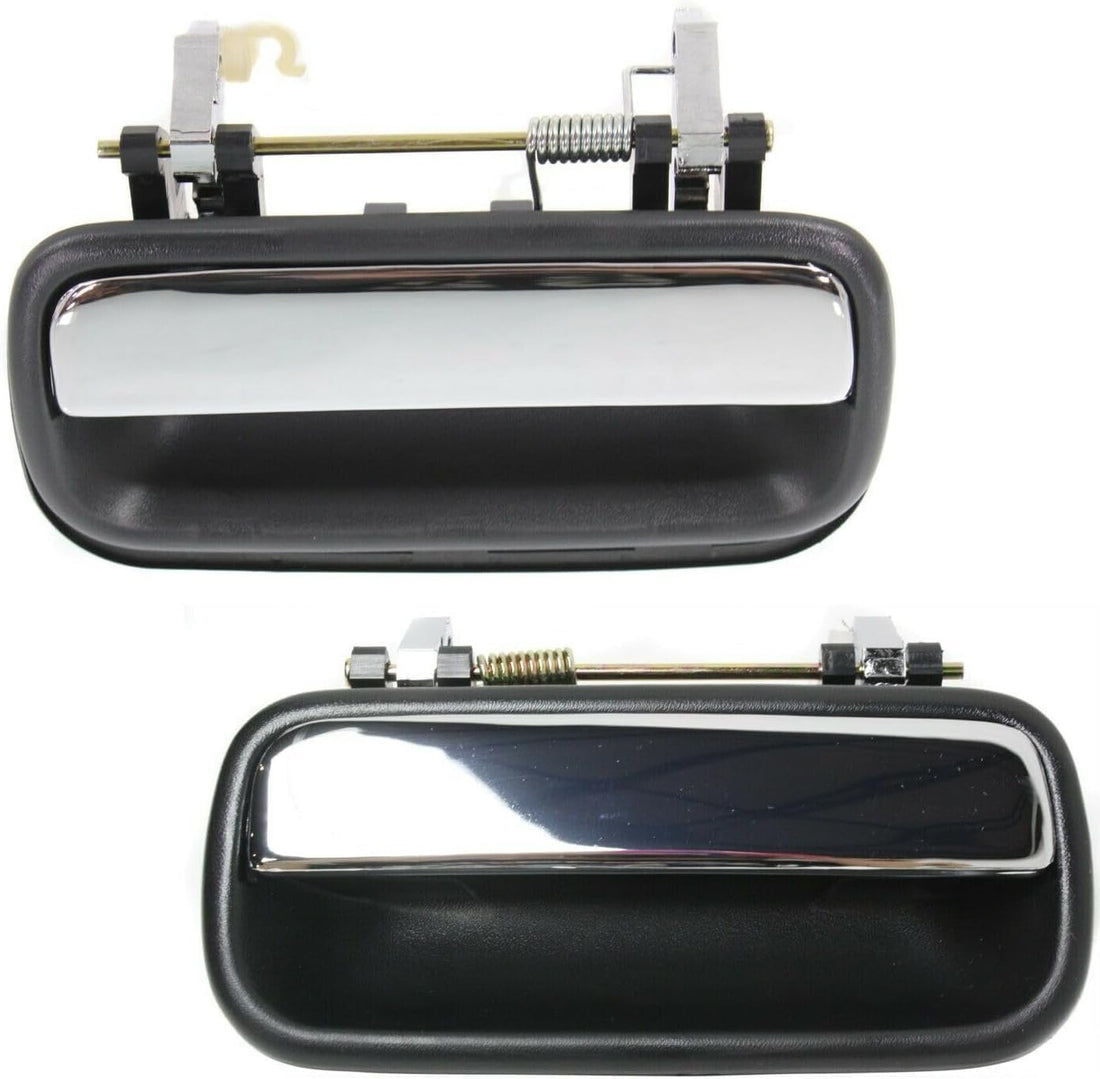 Set of 2 Rear Exterior Door Handle Textured Bezel with Chrome Lever Left Driver & Right Passenger Side Direct Replacement Compatible with 1990-1995 Toyota 4Runner TO1521108 TO1520108