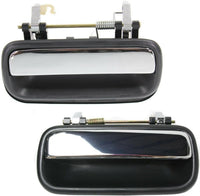 Set of 2 Rear Exterior Door Handle Textured Bezel with Chrome Lever Left Driver & Right Passenger Side Direct Replacement Compatible with 1990-1995 Toyota 4Runner TO1521108 TO1520108