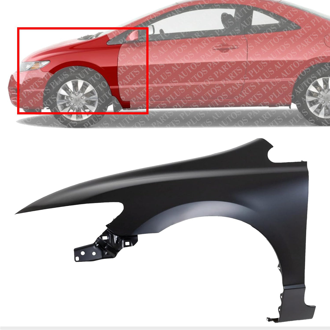 Front Fender Primed Steel Left Driver Side Direct Replacement Compatible With 2006-2011 Honda Civic HO1240168 60261SNAA90ZZ