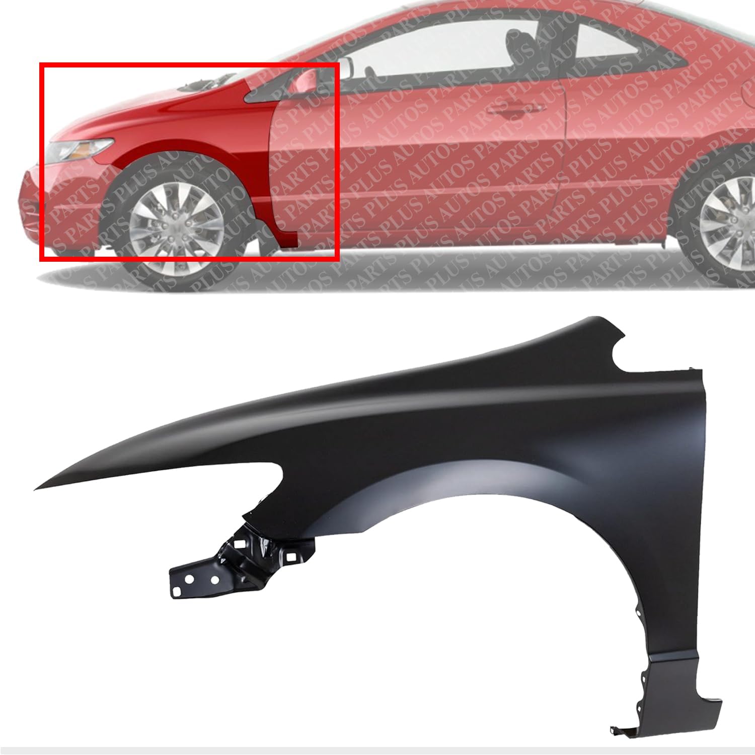Front Fender Primed Steel Left Driver Side Direct Replacement Compatible With 2006-2011 Honda Civic HO1240168 60261SNAA90ZZ