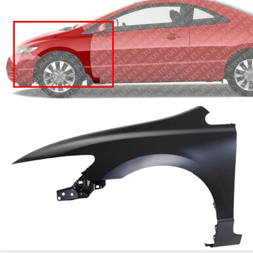 Front Fender Primed Steel Left Driver Side Direct Replacement Compatible With 2006-2011 Honda Civic HO1240168 60261SNAA90ZZ