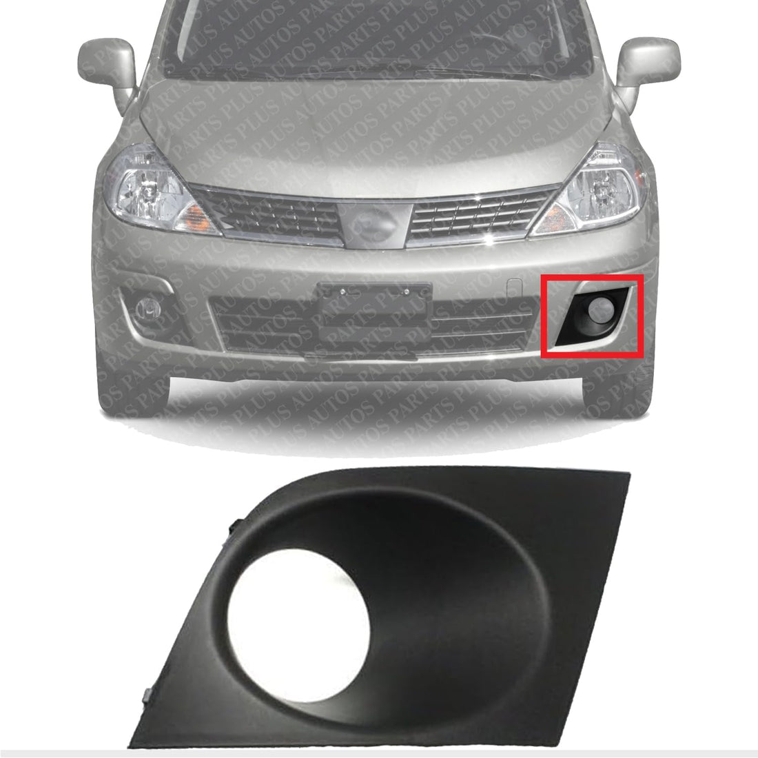 Front Fog Light Trim Molding Left Driver Side Direct Replacement Compatible With 2007-2012 Nissan Versa NI1038112 62257EM30B