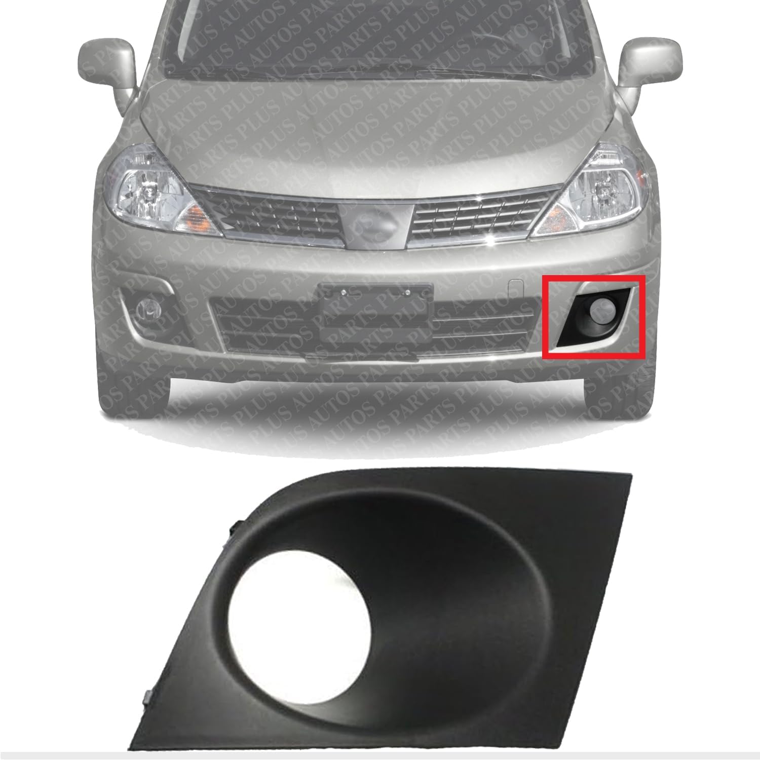 Front Fog Light Trim Molding Left Driver Side Direct Replacement Compatible With 2007-2012 Nissan Versa NI1038112 62257EM30B