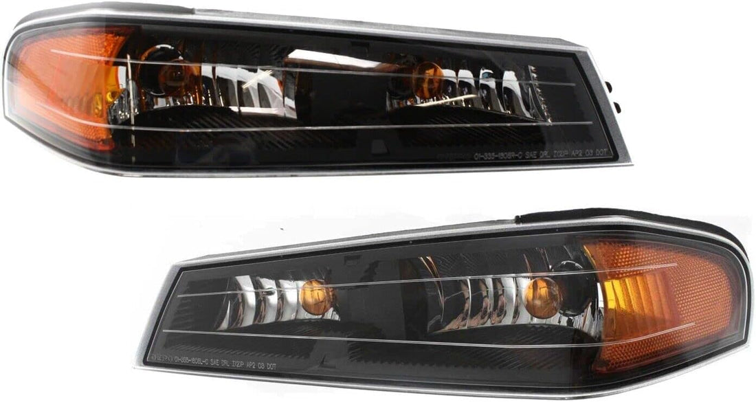 Set Of 2 Front Corner Light Assembly With Black Interior Left Driver & Right passenger Side Direct Replacement Compatible With 2004-2012 Chevrolet Colorado/GMC Canyon GM2520189