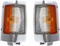 Set Of 2 Front Corner Lamp Assembly With Chrome Trim Right Passenger & Left Driver Side Direct Replacement Compatible With 1990-1997 Nissan Pickup NI2551107 NI2550107 B611088G00