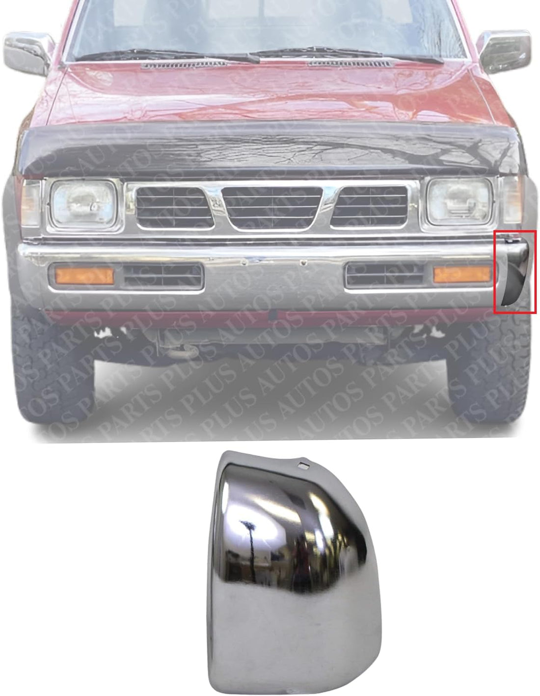 Front Bumper End Cap Chrome Steel Left Dirver Side Direct Replacement Compatible With 1993-1996 Nissan D21 NI1004133 6201755G00