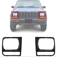 Set Of 2 Front Head Lamp Door Primed Left Driver & Right Passenger Side Direct Replacement Compatible With 1998-2001 Jeep Cherokee CH2512156 CH2513156 5EM73SW1 5EM72SW1