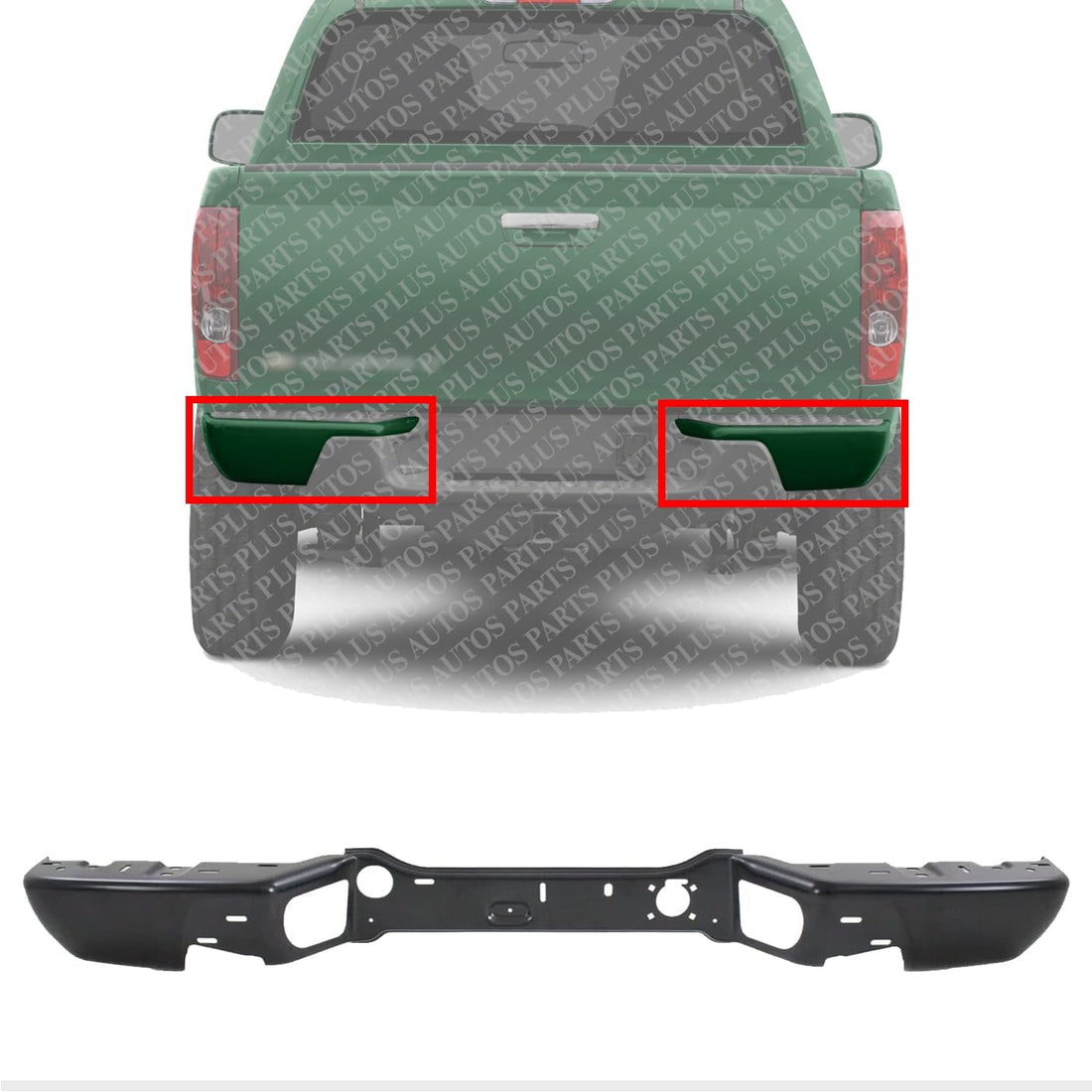 Set Of 2 Rear Bumper Face Bar Only Steel Primed Direct Replacement Compatible With 2004-2012 Chevrolet Colorado/GMC Canyon GM1102550 GM1102552 20814972