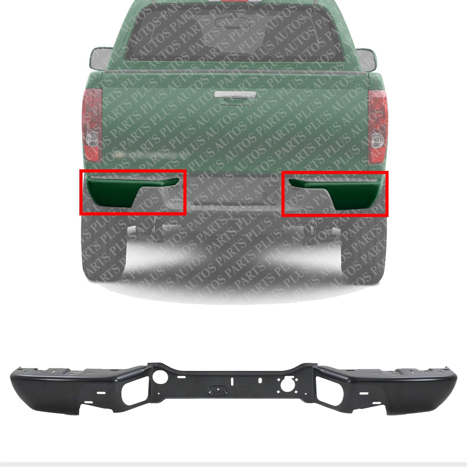 Set Of 2 Rear Bumper Face Bar Only Steel Primed Direct Replacement Compatible With 2004-2012 Chevrolet Colorado/GMC Canyon GM1102550 GM1102552 20814972