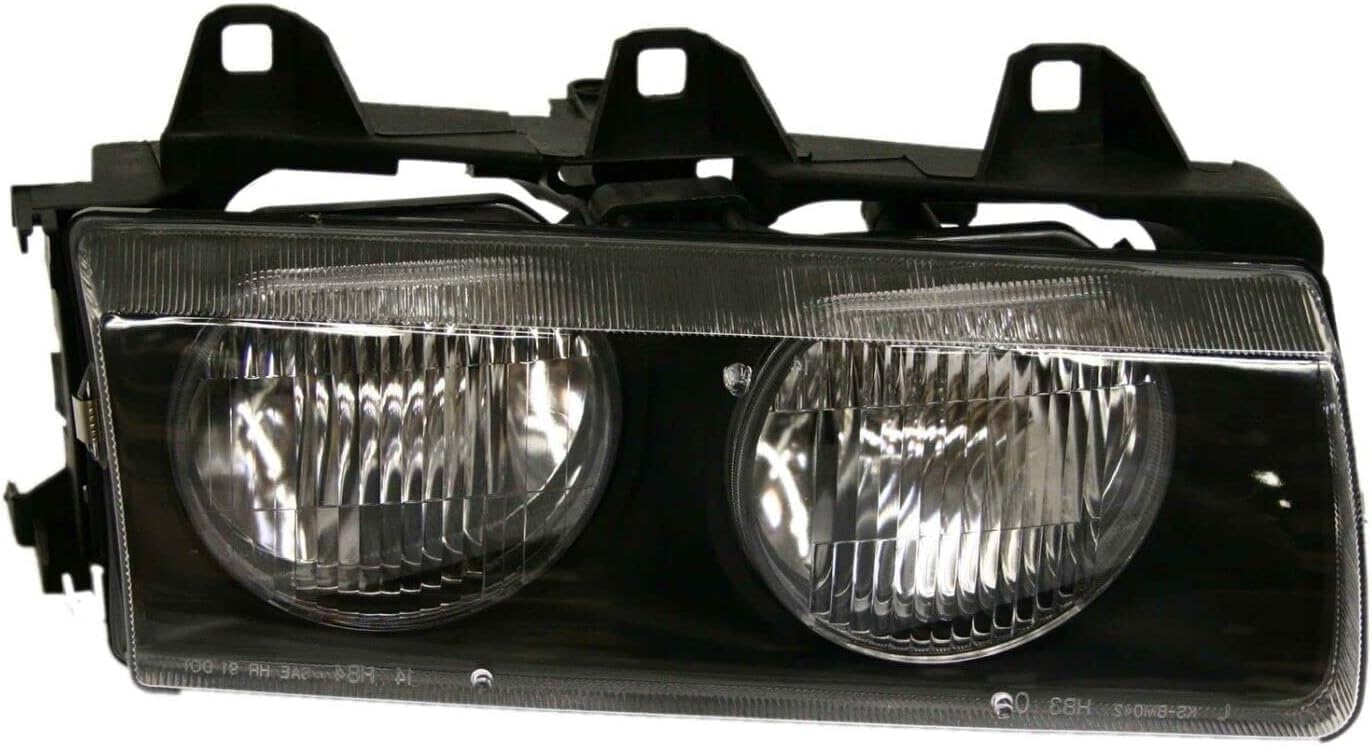 Front Headlights Assembly + Corner Lamps Lens and Housing Right Passenger & Left Driver Side Direct Replacement Compatible With BMW 3-Series 1992-1999 BM2503101 BM2502101 BM2520107