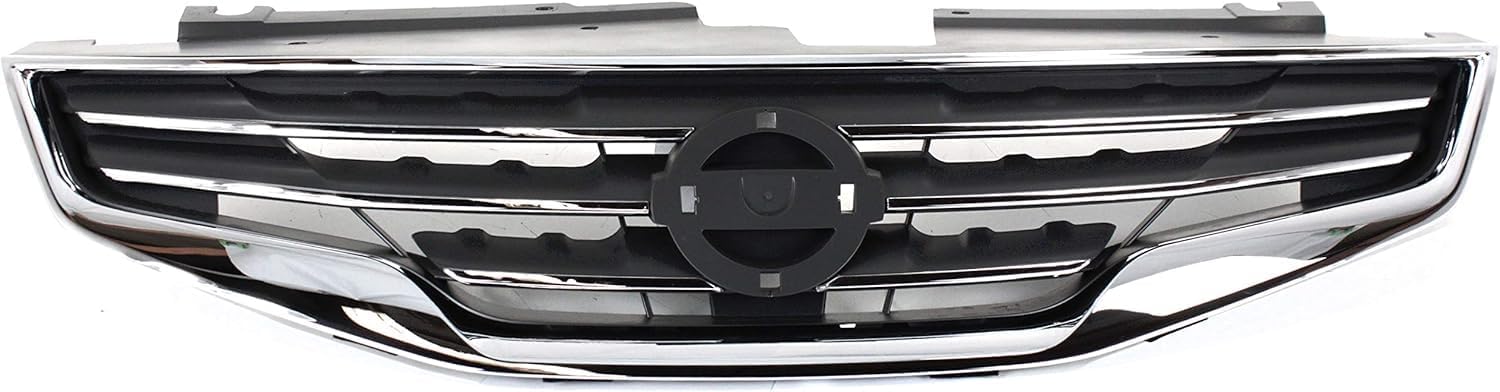 Front Grille Chrome Shell & Primed Insert Direct Replacement Compatible With 2010-2012 Nissan Altima NI1200236 62070ZX00A