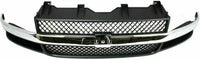 Front & Rear Bumper Chrome Steel + Grille + Upper Cover Textured + Lower Valance Direct Replacement Compatible With 2003-2014 Chevrolet Express/GMC Savana 1500/2003-2017 2500 3500