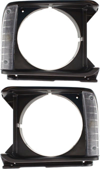 Front Grille Assembly Primed Shell And Insert + Head Light Bezels Gray Left Driver & Right Passenger Side Direct Replacement Compatible With 1980-1981 Toyota Pickup TO1200143