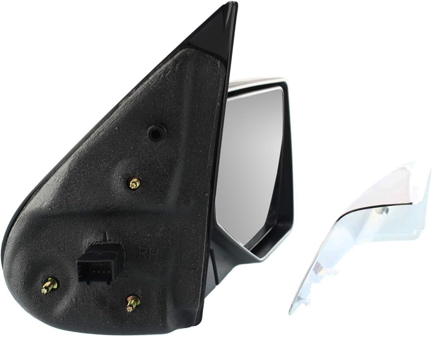 Front Power Mirror Manual Folding Non-Heated Primed With Chrome 2 Caps Right Passenger Side Direct Replacement Compatible With 2006-2010 Ford Explorer FO1321279 FO1321417