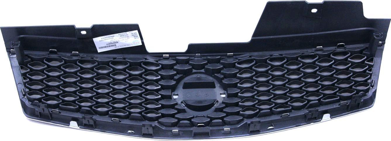 Front Grille Chrome Shell/Painted Dark Gray Insert Direct Replacement Compatible With 2007-2012 Nissan Sentra NI1200235 62070ZE90B