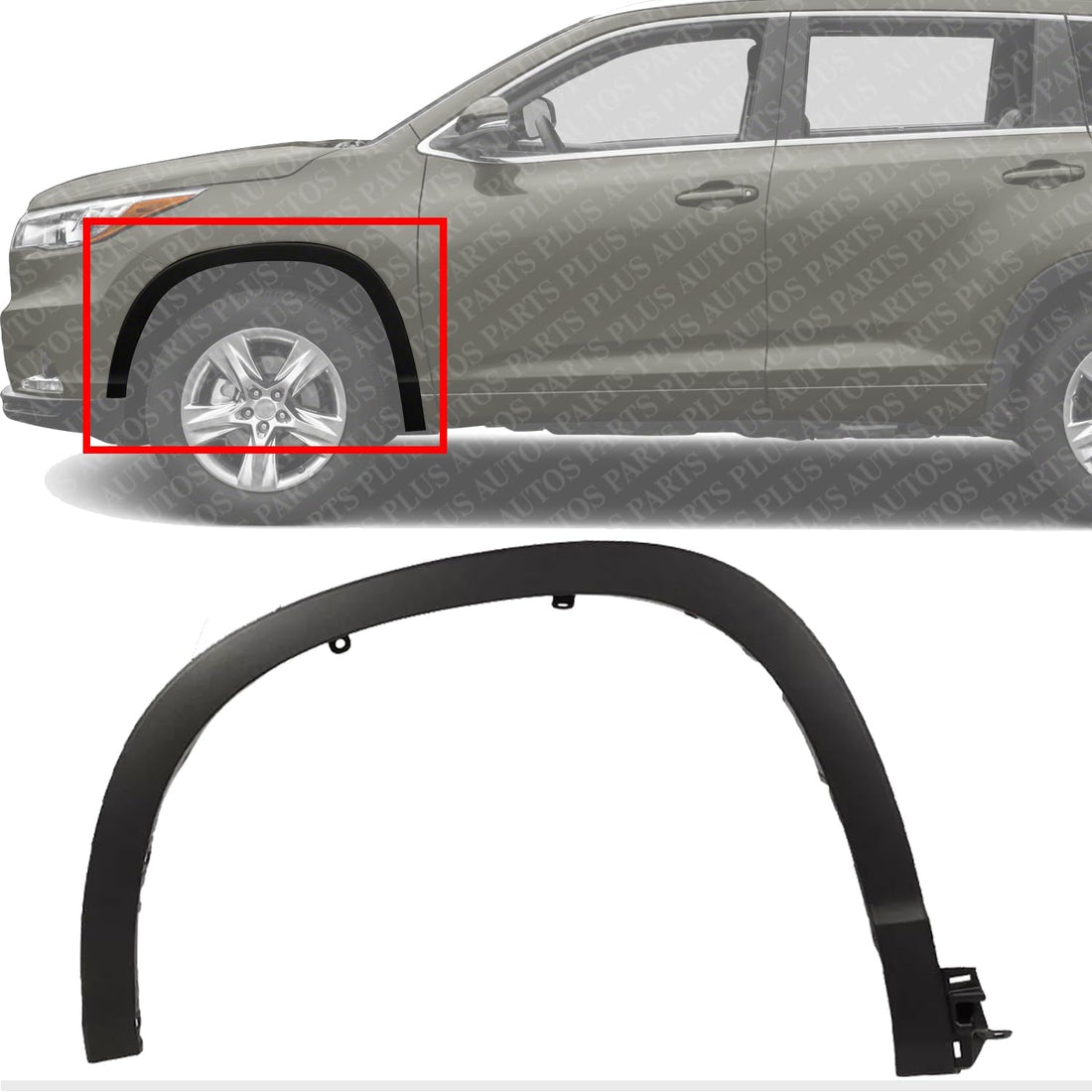 Front Wheel Opening Molding Left Driver Side Direct Replacement Compatible with 2014-2019 Toyota Highlander TO1290105 750860E010