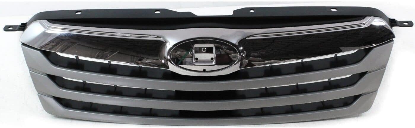 Front Bumper Upper Grille Silver Shell With Textured Insert Direct Replacement Compatible With 2010-2012 Subaru Outback SU1200143 91121AJ04B