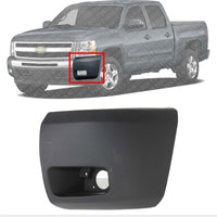 Front Bumper End Cap Primed With Fog Light Hole Left Driver Side Direct Replacement Compatible With 2007-2013 Chevrolet Silverado 1500 GM1004147 15891681